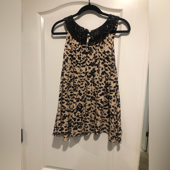 Well loved Sass & Bide animal print top with sequins around the neck - Picture 1 of 5
